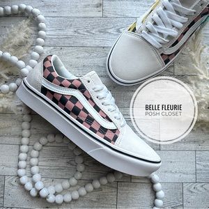 NWT Vans Old Skool Comfy Cush Mixed Media Animal Print/ Checker Low Top Shoes